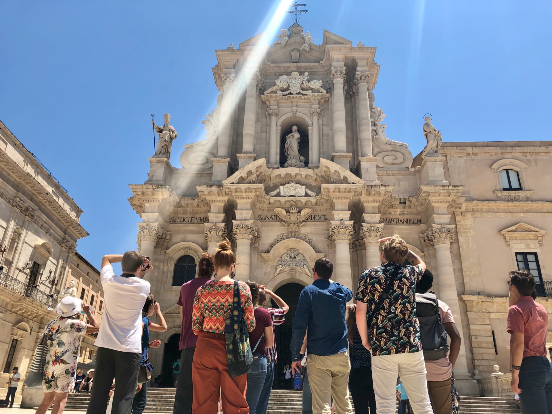 A group visiting the cathedral in Ortigia, Siracusa